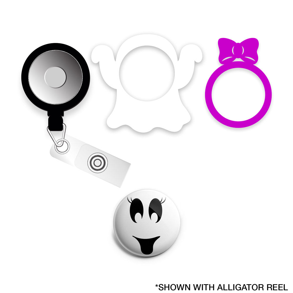 Whitney the Ghost Starter Bundle (Save 5%) • Ghost Halloween Retractable Magnetic ID Badge Reel, ID Holder • Swapfinity - - Topperswap
