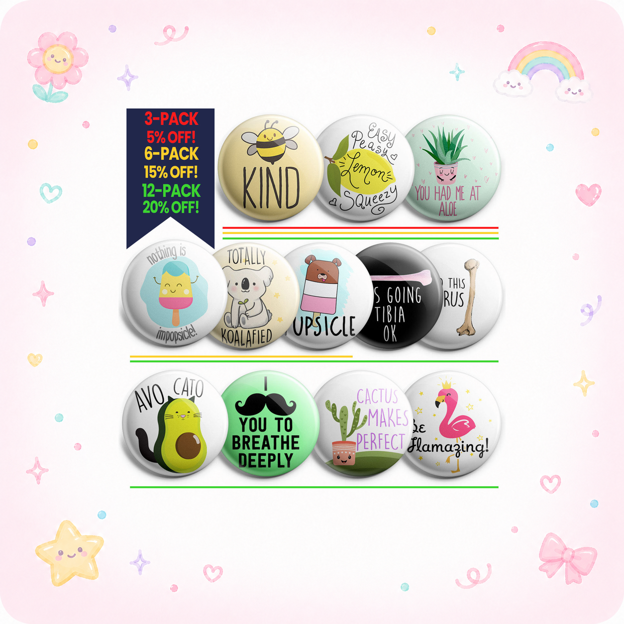 Punny Puns Topper 12-Pack (Save 20%) - - Topperswap