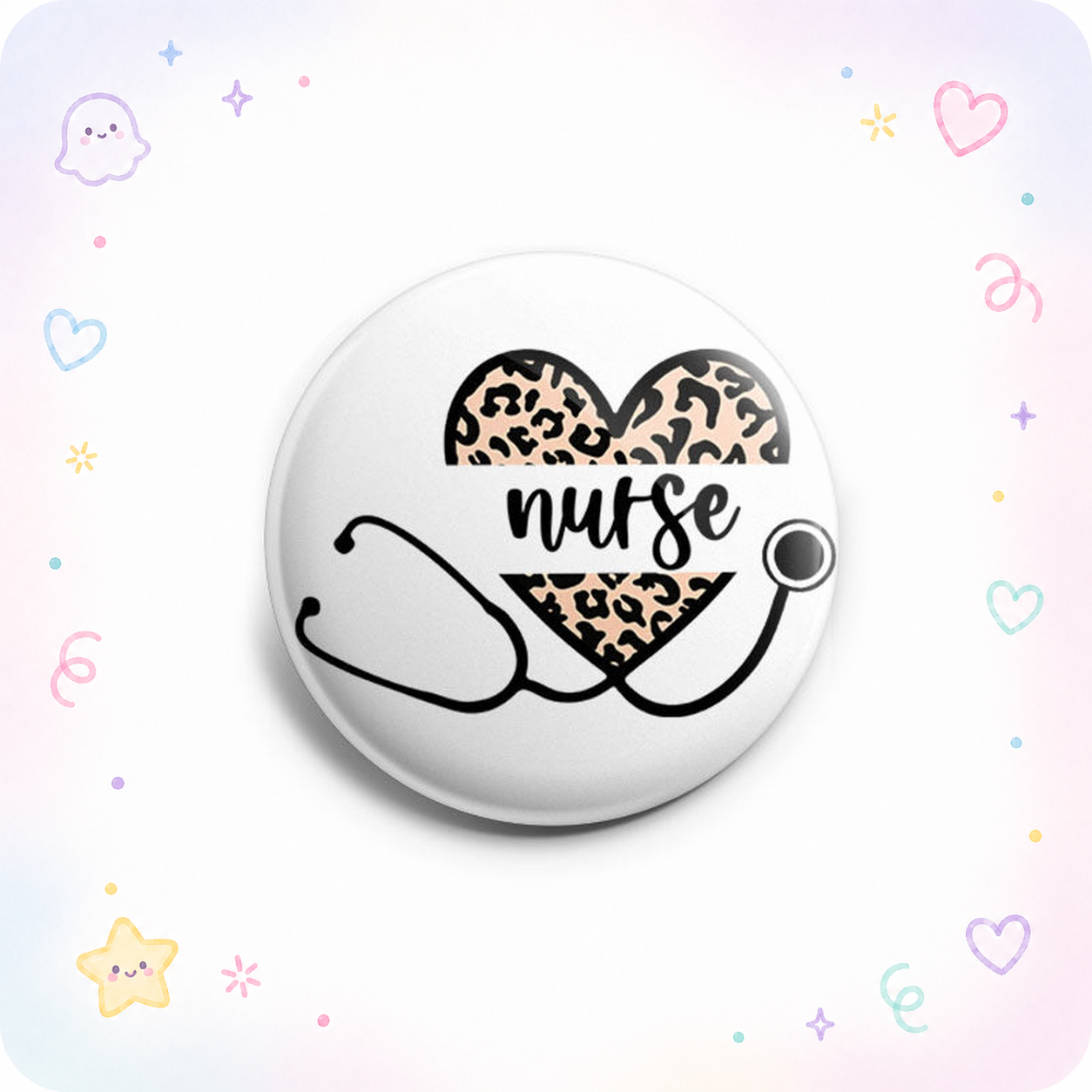 Leopard Nurse Stethoscope Heart Topper - - Topperswap