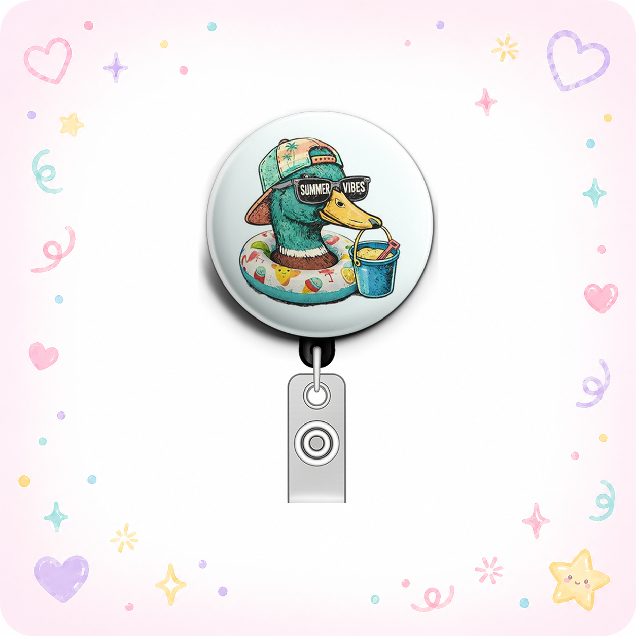 Vacation Vibes Swapfinity Retractable ID Badge Reel - - Topperswap