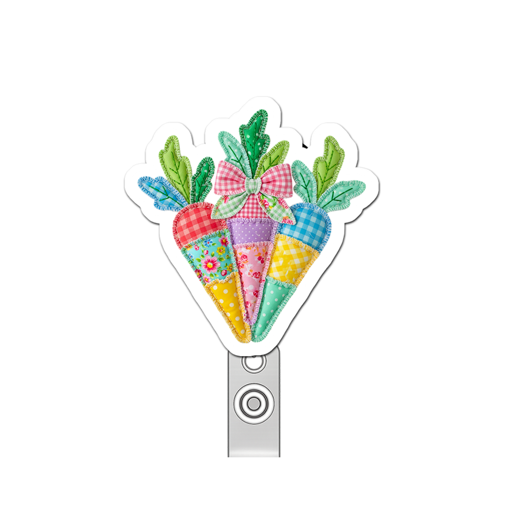 Patchwork Carrot Guru Pop Topper Swapfinity Retractable ID Badge Reel - - Topperswap