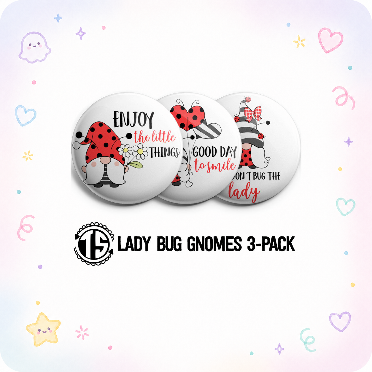 Lady Bug Gnomes 3-Pack (Save 5%) - - Topperswap