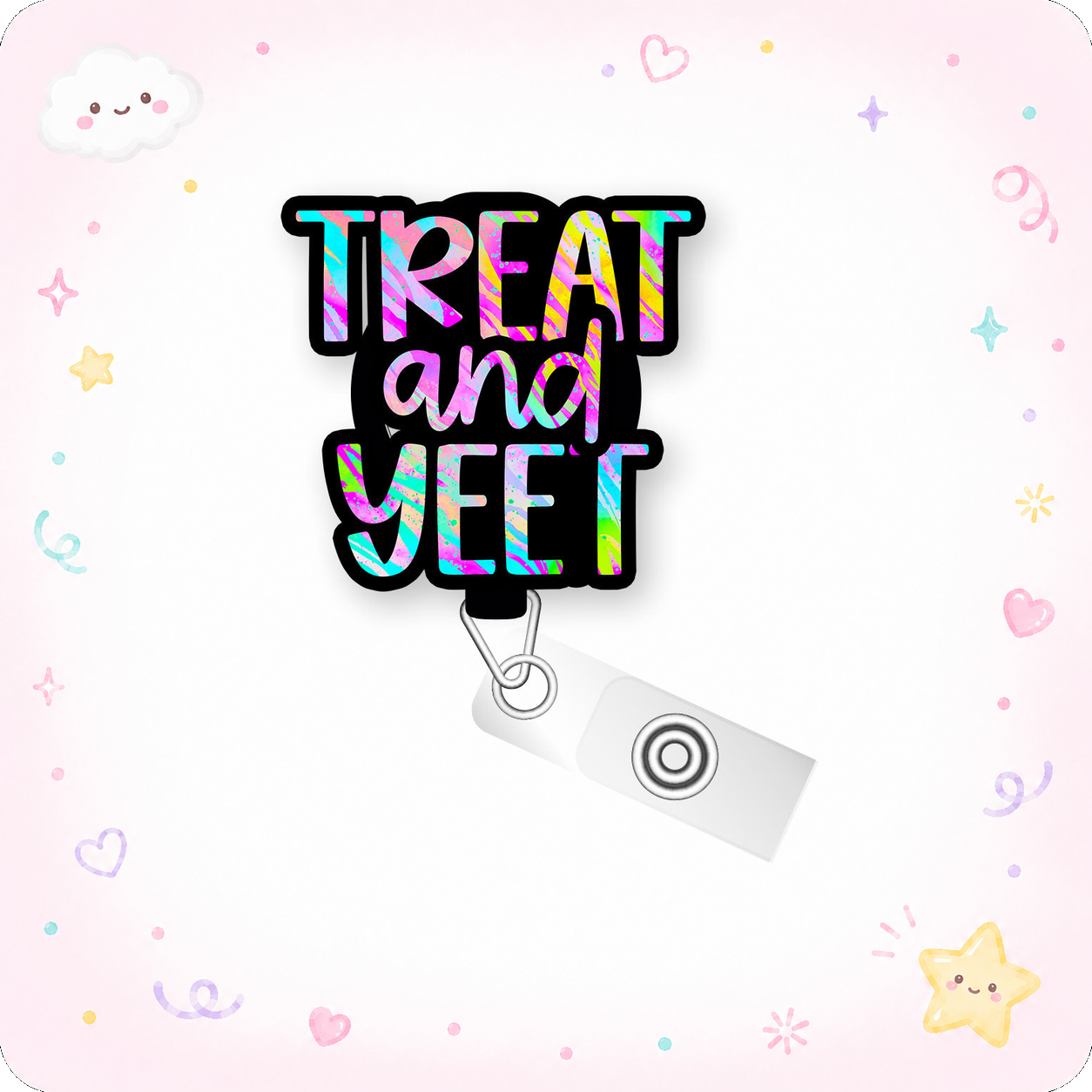 Treat and Yeet Pop Topper Swapfinity Retractable ID Badge Reel - - Topperswap