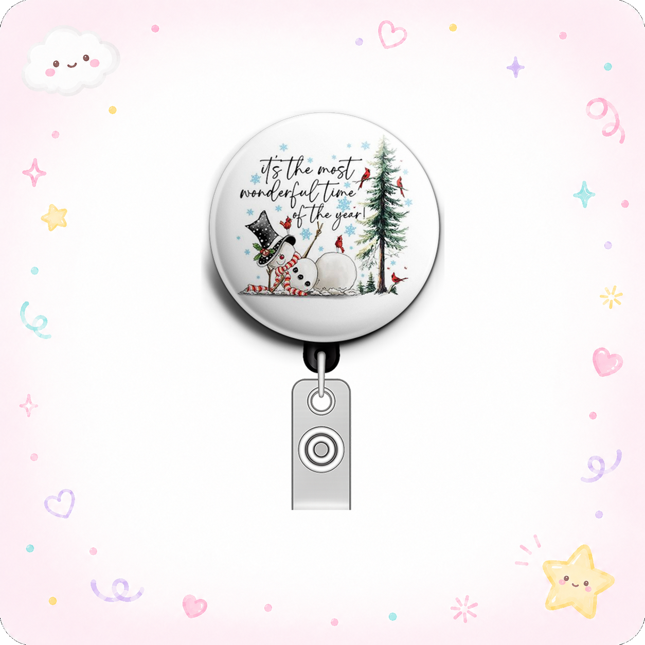 Snowy Season Swapfinity Retractable ID Badge Reel - - Topperswap