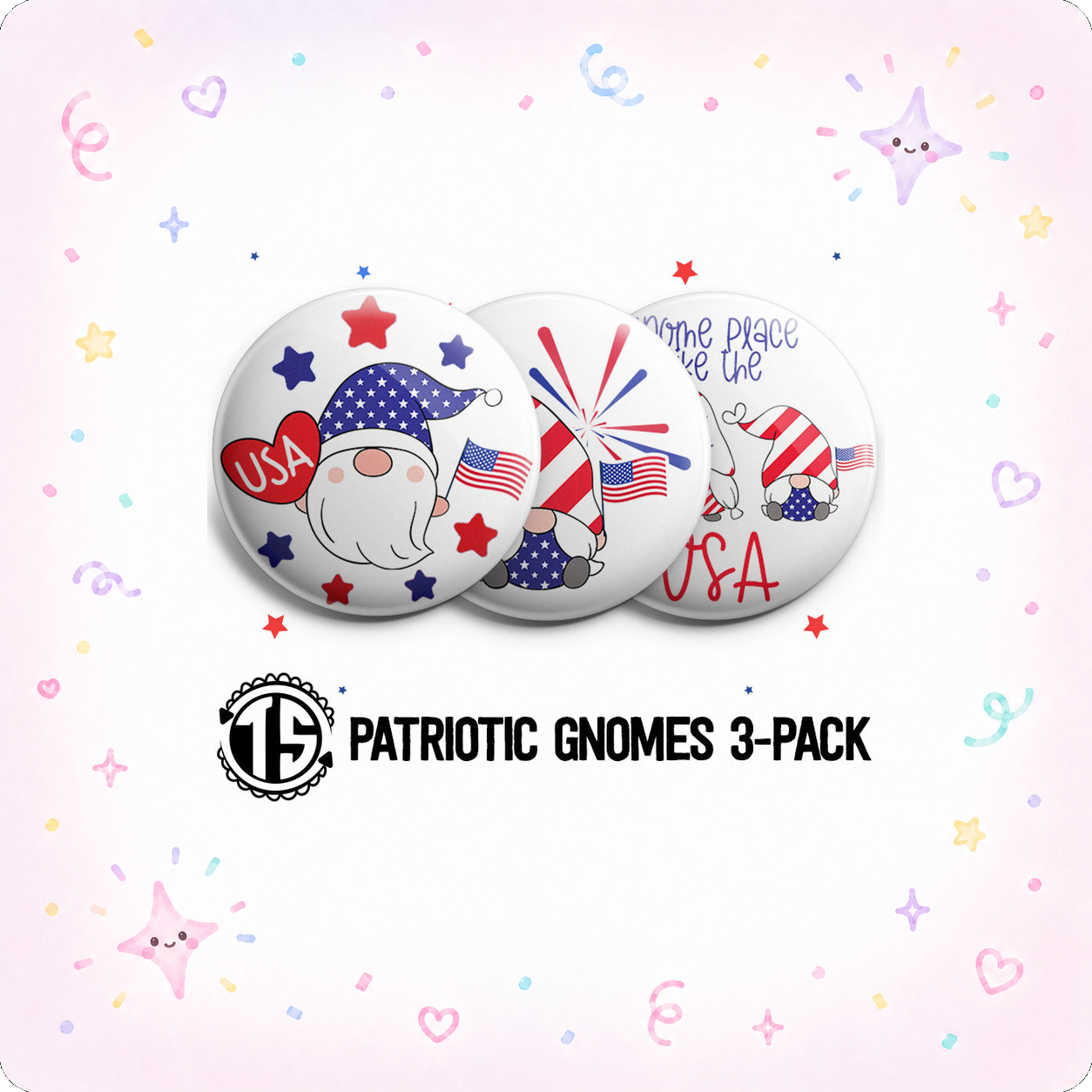 Patriotic Gnomes 3-Pack (Save 5%) - - Topperswap
