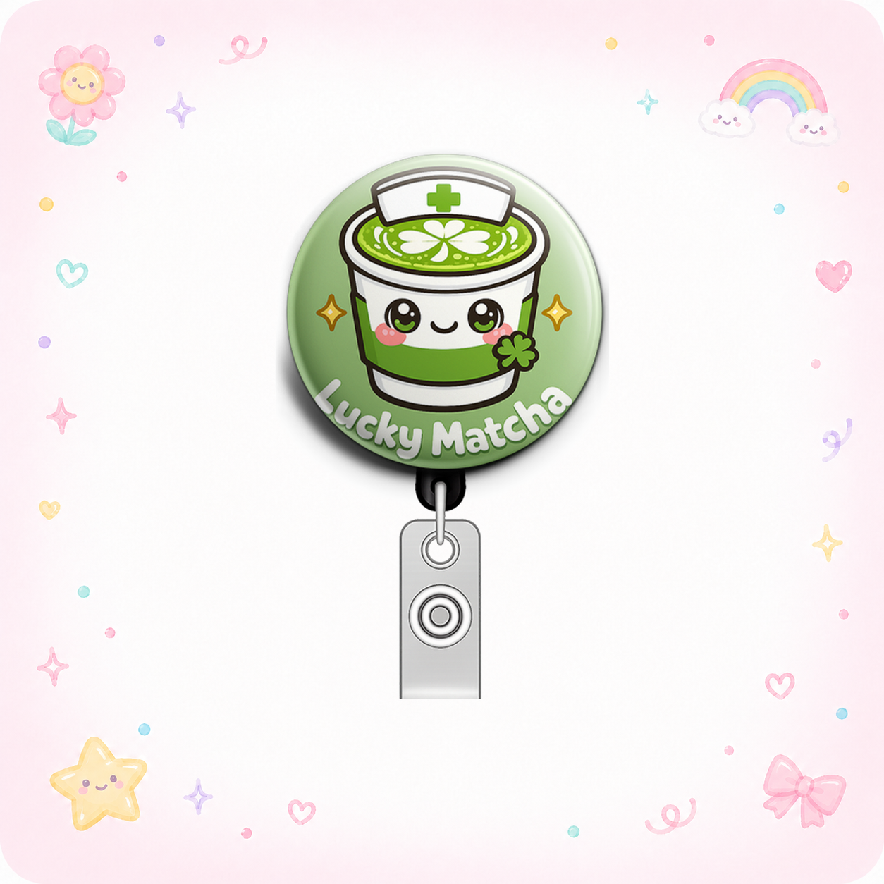 Lucky Matcha Nurse Swapfinity Retractable ID Badge Reel - - Topperswap