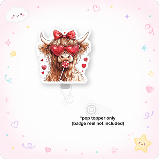 Sweetheart Highland Cow Pop Topper