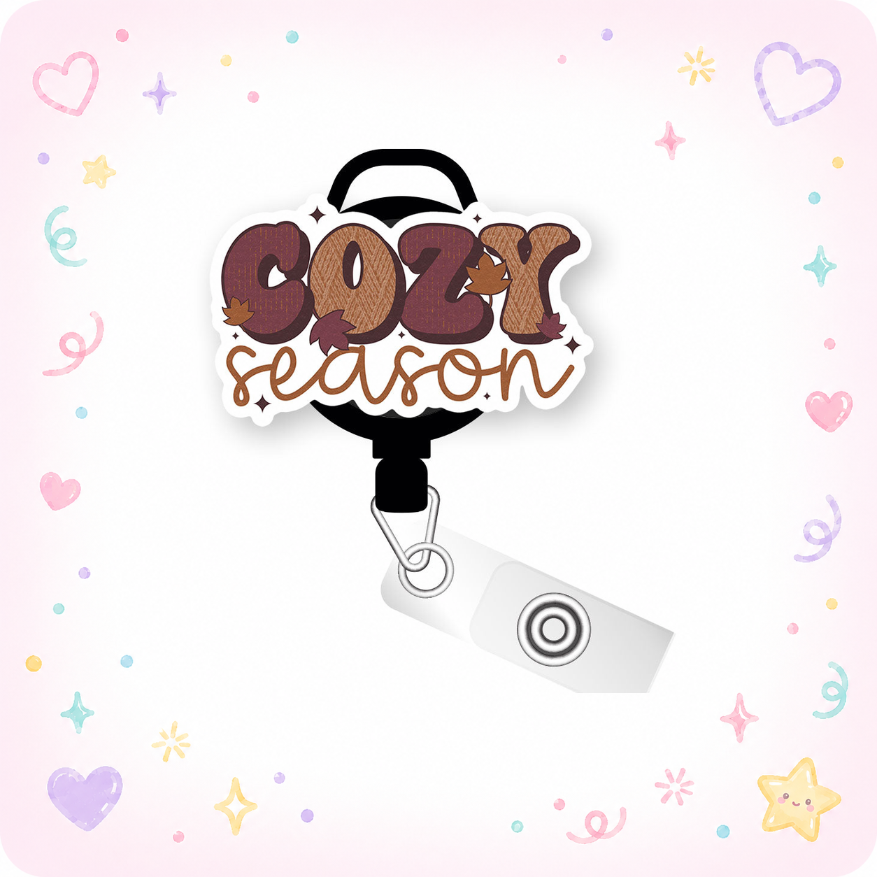 Cozy Season Vibes Pop Topper Swapfinity Retractable ID Badge Reel - - Topperswap
