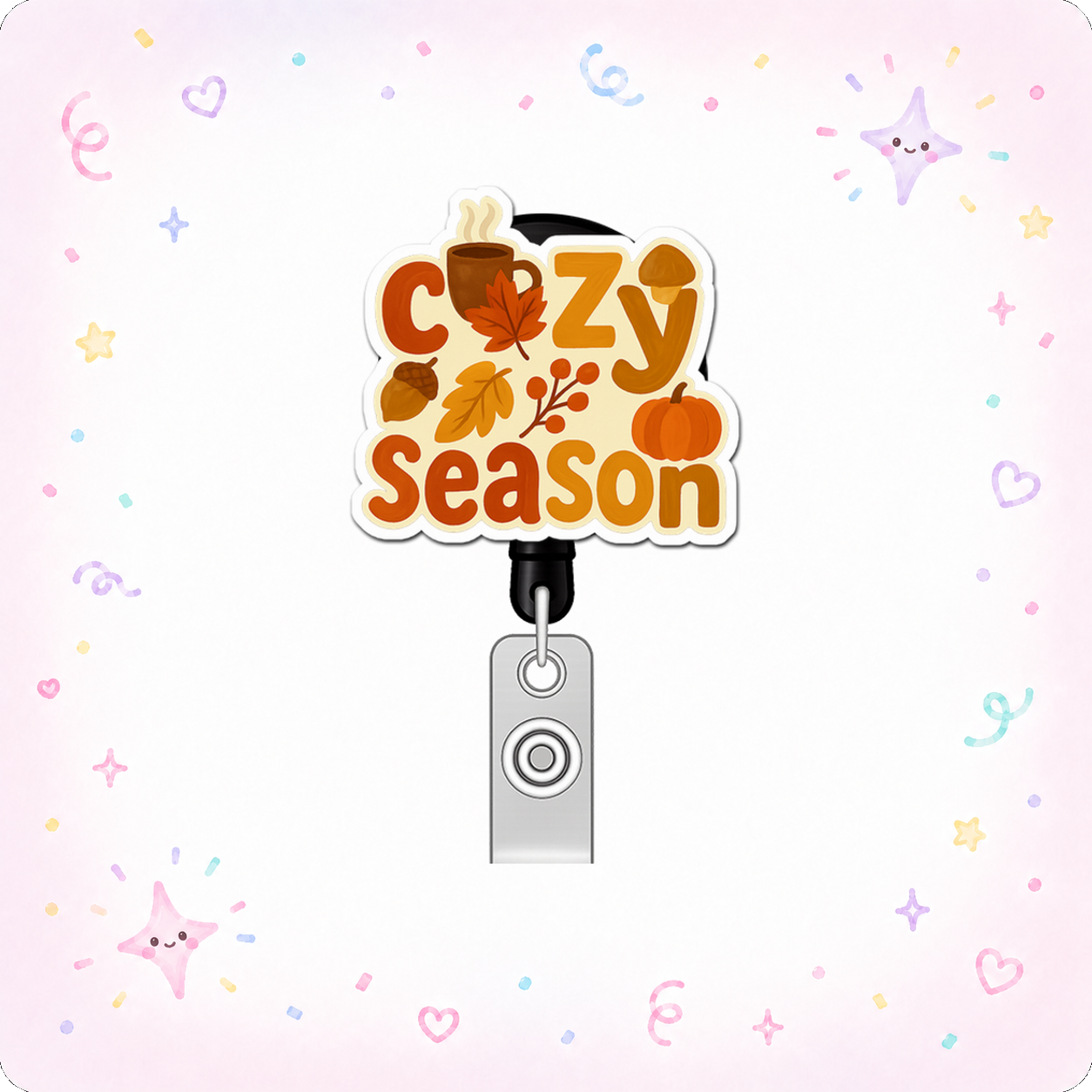 Cozy Season Guru Pop Topper Swapfinity Retractable ID Badge Reel - - Topperswap