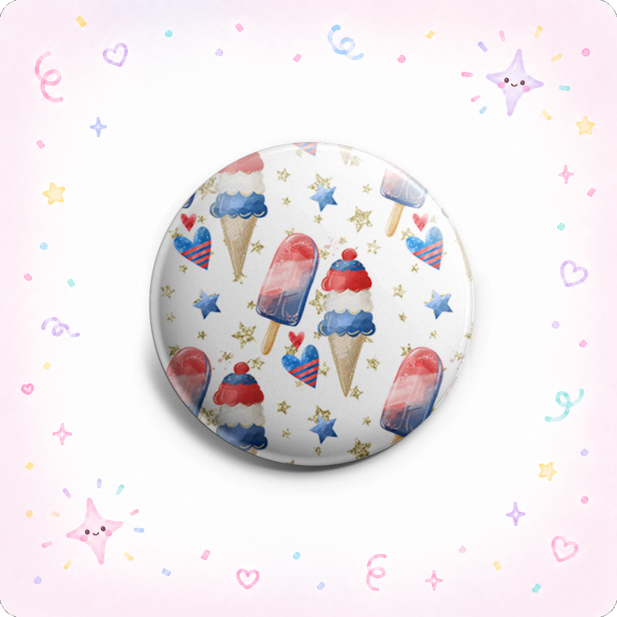 Stars, Hearts, and Ice Cream USA Topper - - Topperswap