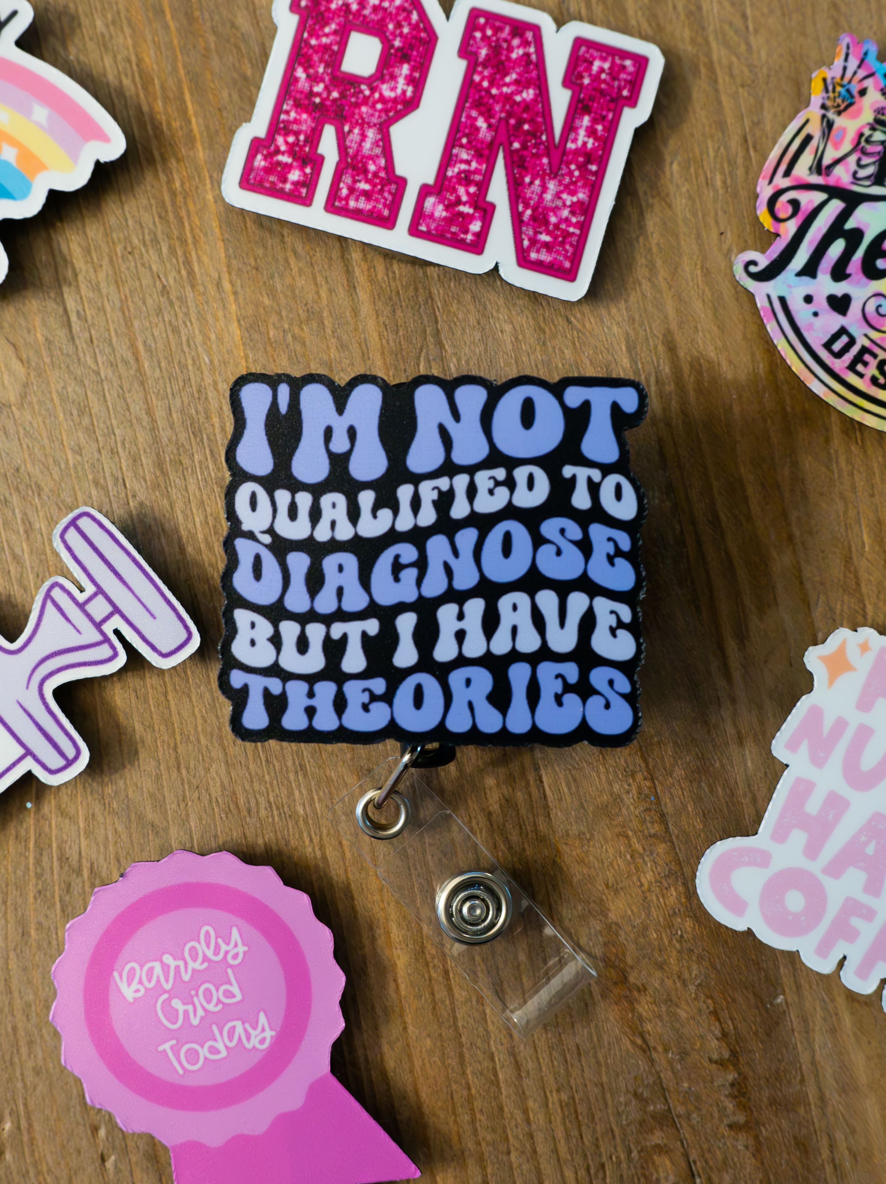 I'm Not Qualified to Diagnose Pop Topper Swapfinity Retractable ID Badge Reel -  - Topperswap