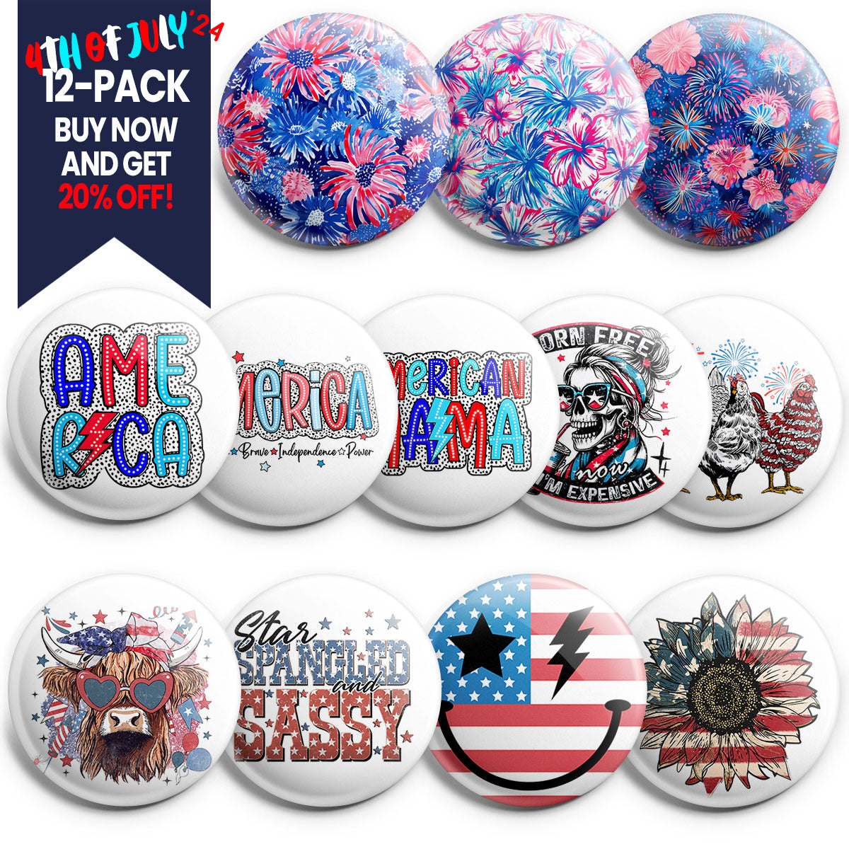 4th of July Extravaganza Topper 12-Pack (Save 20%) -  - Topperswap