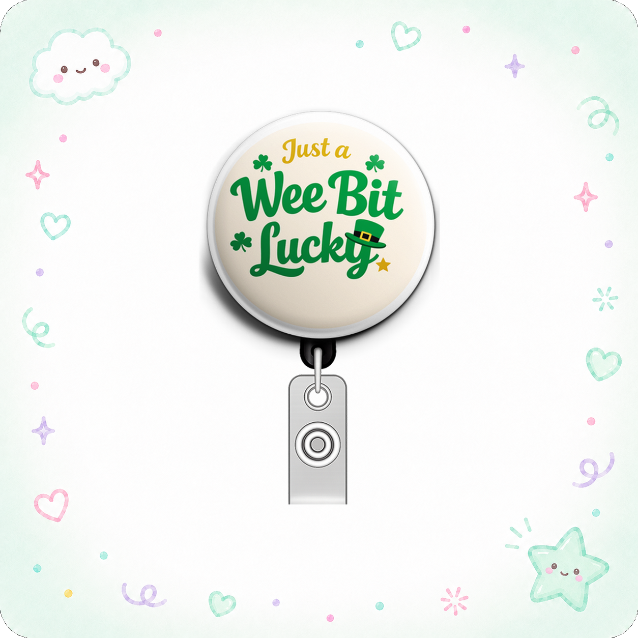 Wee Bit Lucky Irish ☘️🎩 Swapfinity Retractable ID Badge Reel - - Topperswap