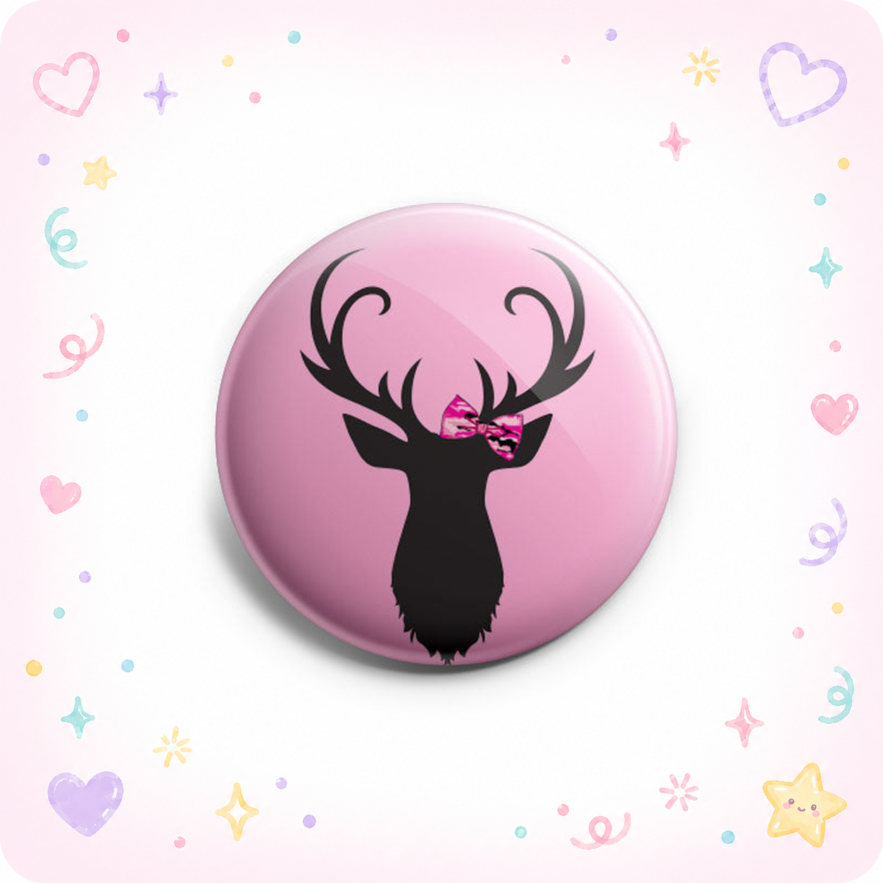 Cute Pink Camo Deer Silhouette Topper - - Topperswap