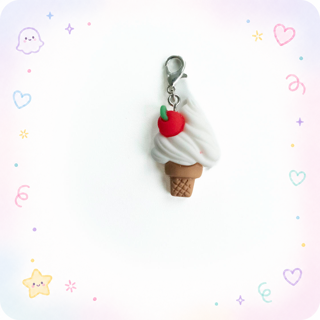 Vanilla Ice Cream with Cherry Badge Reel Add-on - - Topperswap