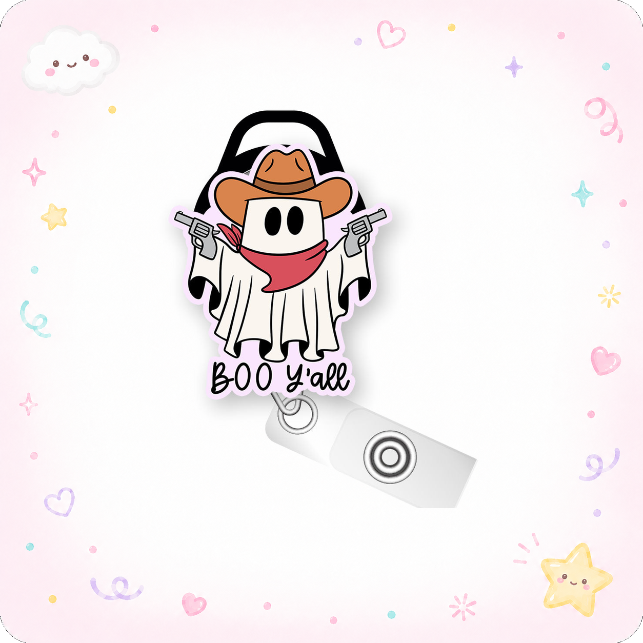 Boo Y'all Cowboy Pop Topper Swapfinity Retractable ID Badge Reel - - Topperswap
