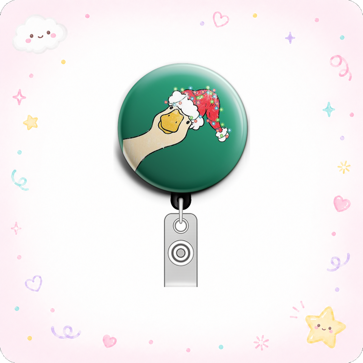Festive Fowl Swapfinity Retractable ID Badge Reel - - Topperswap