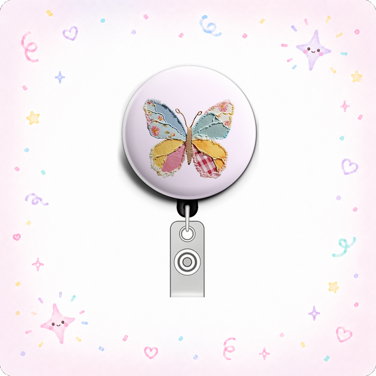 Patchwork Flutter Swapfinity Retractable ID Badge Reel - - Topperswap