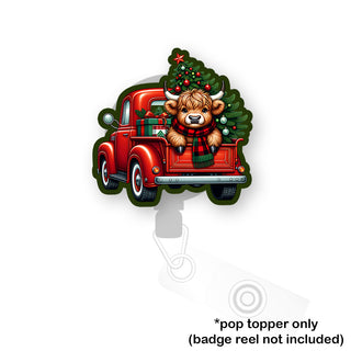 Merry Christmas Highland Cow Truck Pop Topper