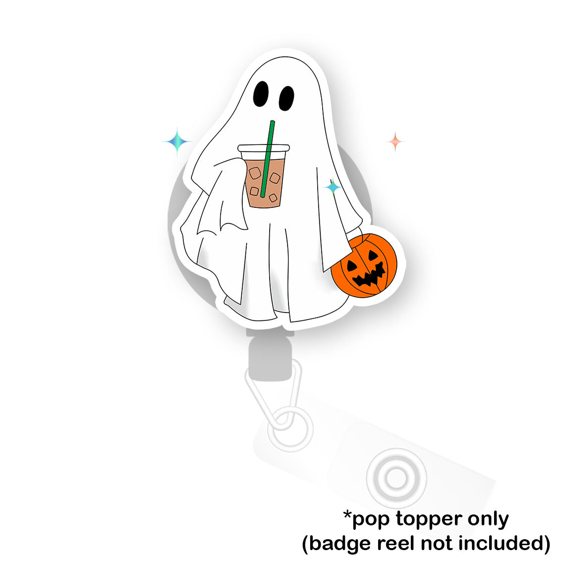 Iced Boo Latte Ghost Pop Topper - Flex - Matte - Topperswap