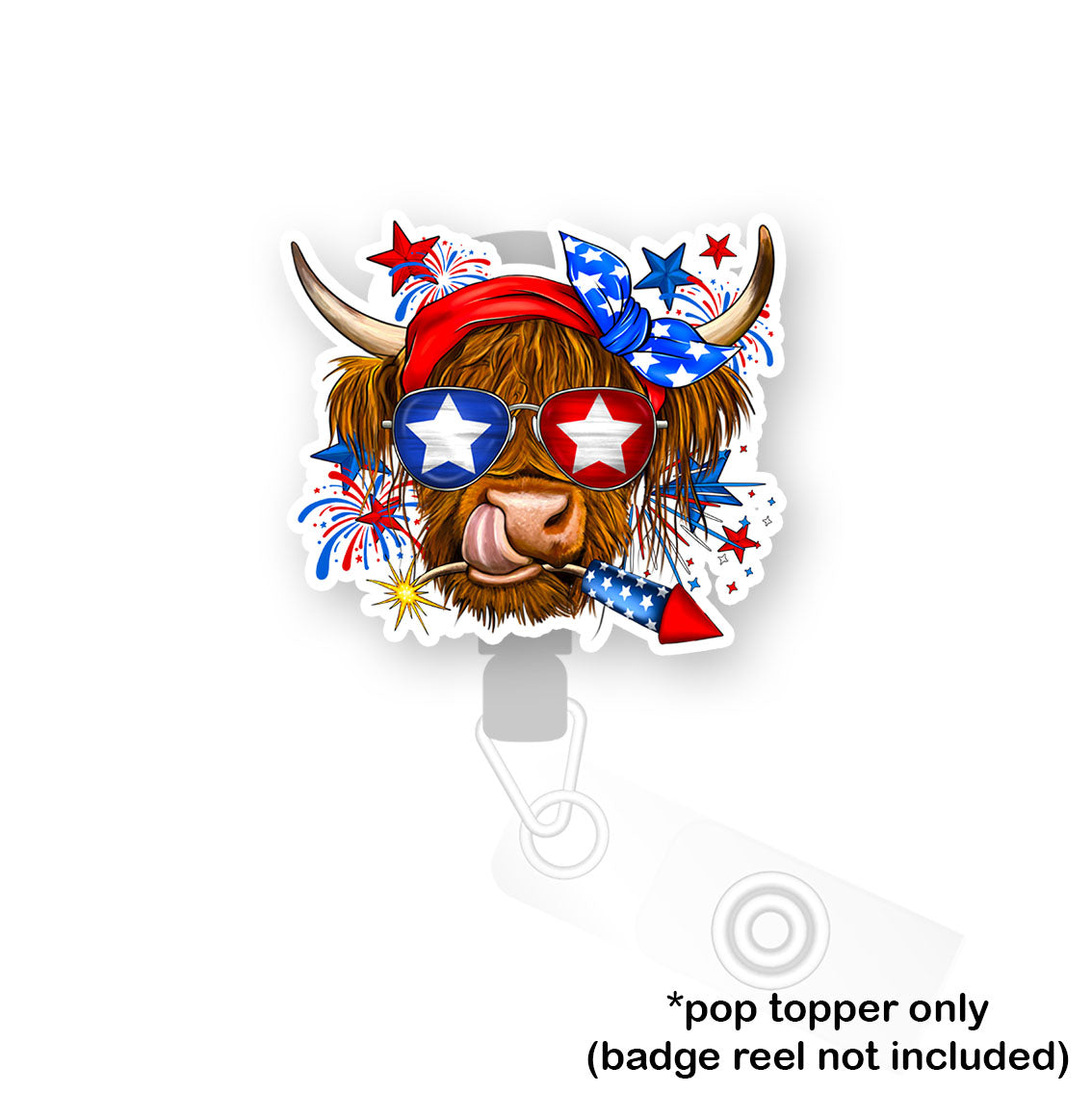 Firecracker Patriotic Cow Pop Topper -  - Topperswap