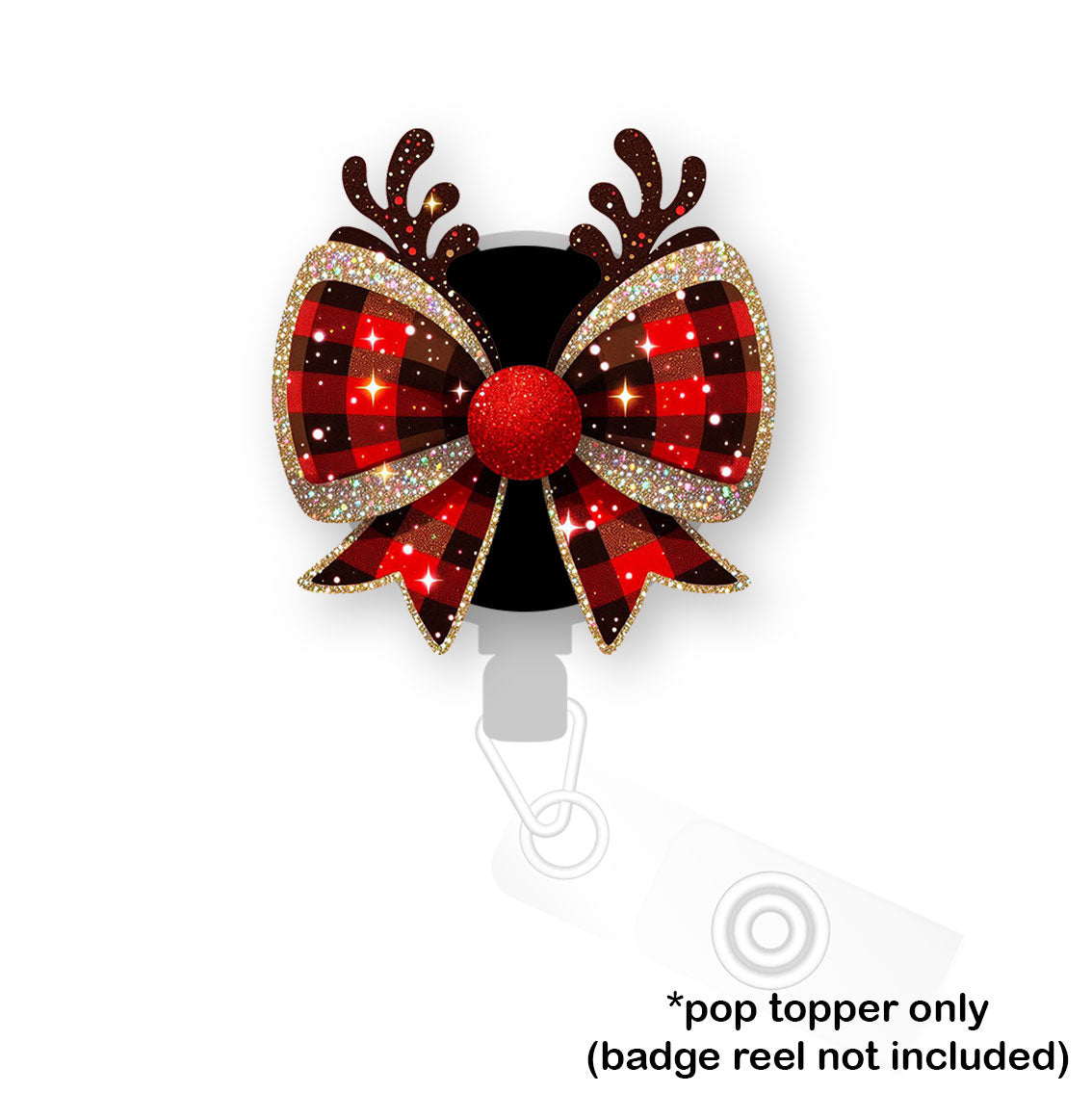 Plaid Reindeer Bow Pop Topper - Classic Shine - Topperswap