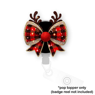Plaid Reindeer Bow Pop Topper