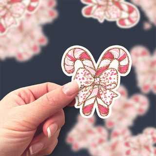 Candy Cane Bow Sticker