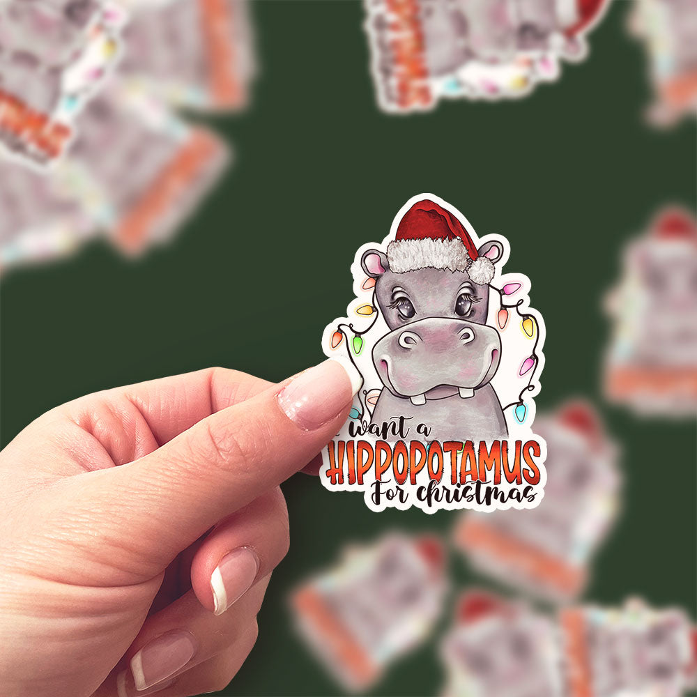 Hippo Christmas Sticker - Classic Shine - Topperswap