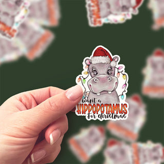 Hippo Christmas Sticker