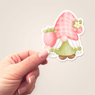 Strawberry Springtime Gnome Sticker