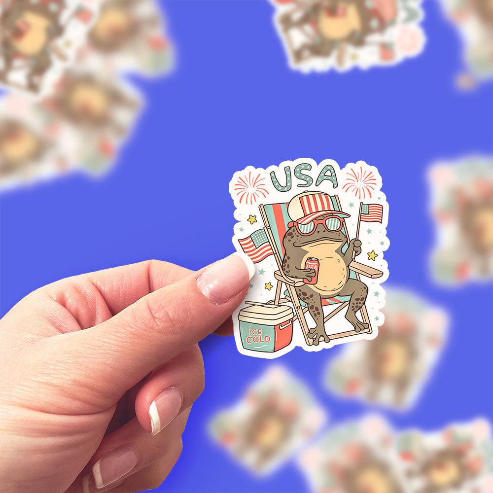 Chillin' Frog of Freedom Sticker - Classic Shine - Topperswap