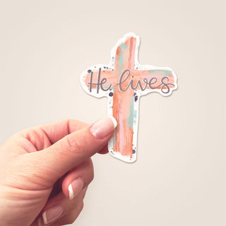 He Lives Cross Sticker