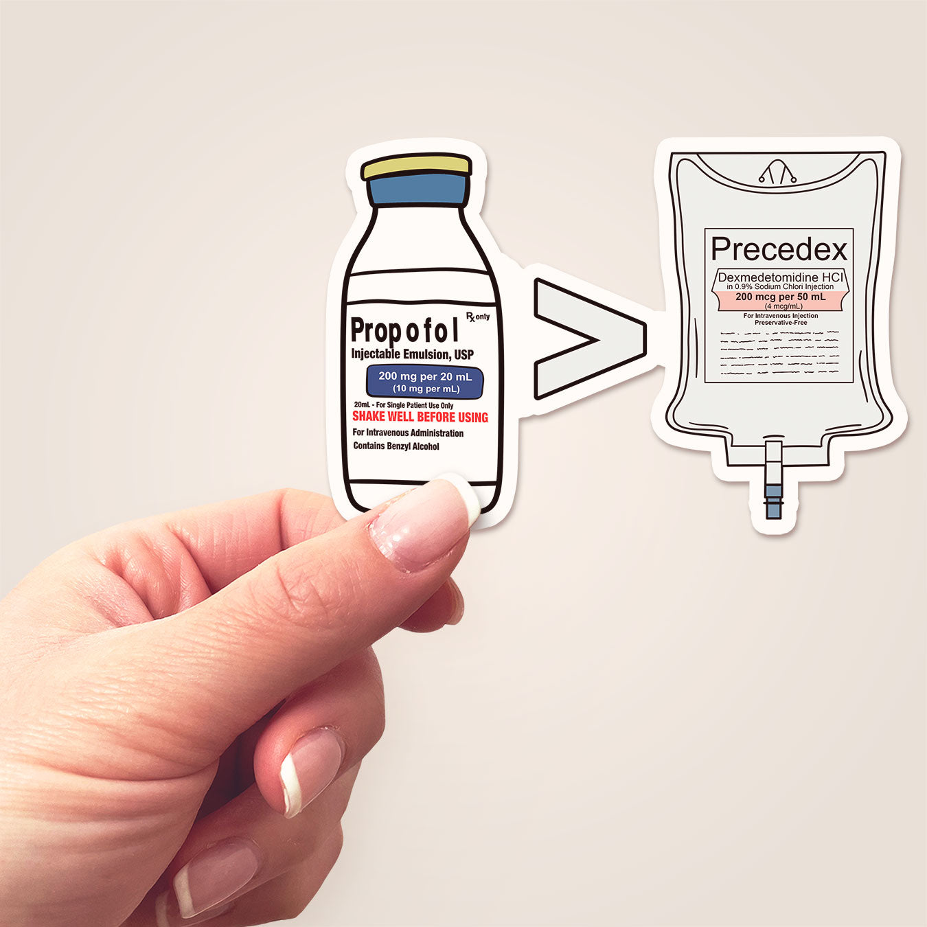 Propofol Greater Than Sticker - Matte Finish - Topperswap