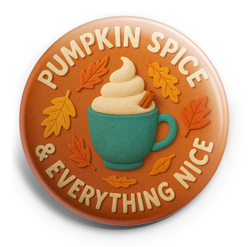 Custom Design – A pumpkin spiced latte with falling leaves with text "Pumpki… - - Topperswap