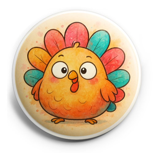Custom Design – A fat kawaii turkey with eyes pointing in different directio… - - Topperswap