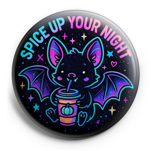 Custom Design – Bat holding pumpkin spice latte with text 'Spice Up Your Nig… - - Topperswap