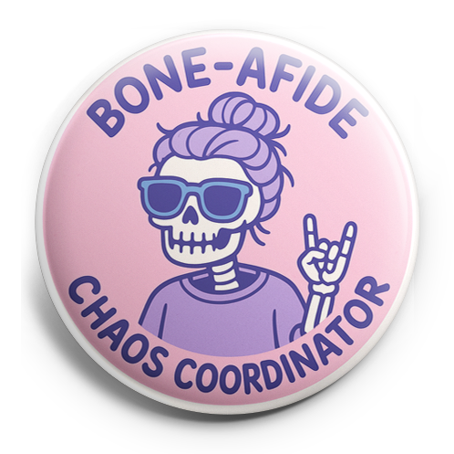 Custom Design – Stylish skeleton with messy bun and sunglasses saying 'Bone-… - - Topperswap