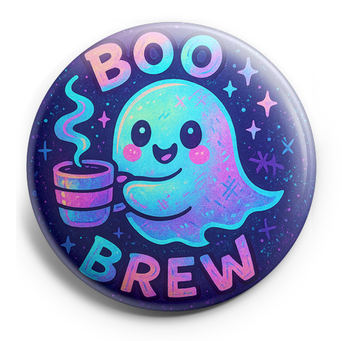 Custom Design – Smiling ghost holding coffee with text 'Boo Brew' - - Topperswap