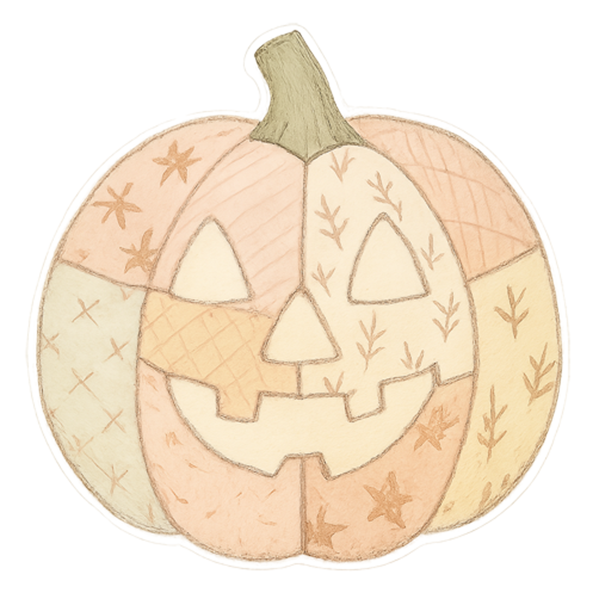 Custom Design – a jack o lantern that looks like it's quilt with different f… - - Topperswap