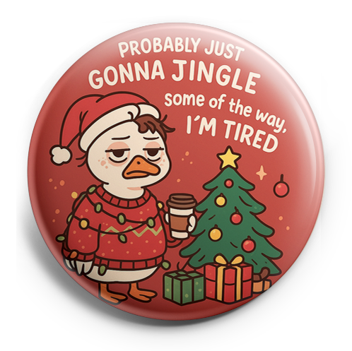 Custom Design – A tired, grumpy cartoon goose wearing a Santa hat, wrapped i… - - Topperswap