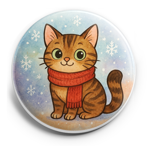 Custom Design – my pet wearing a cozy scarf with snowflakes falling - Topper
