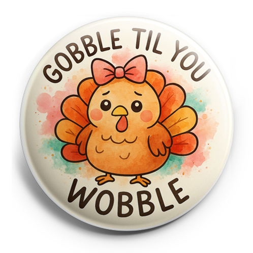 Custom Design – Fat confused and dumb kawaii turkey with a bow and text "gob… - - Topperswap