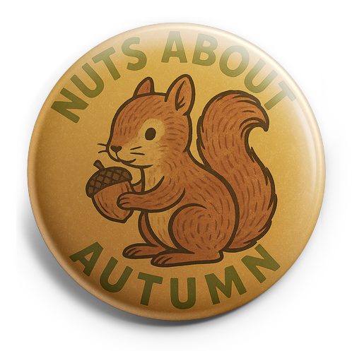 Custom Design – Cute squirrel holding acorn with text 'Nuts About Autumn' - - Topperswap