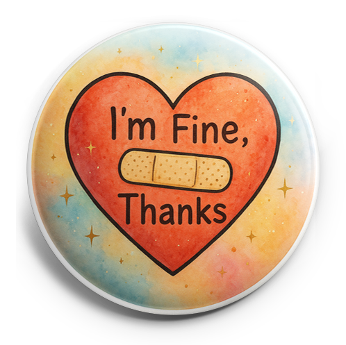 Custom Design – Heart with a band-aid with text 'I'm Fine, Thanks' - Topper