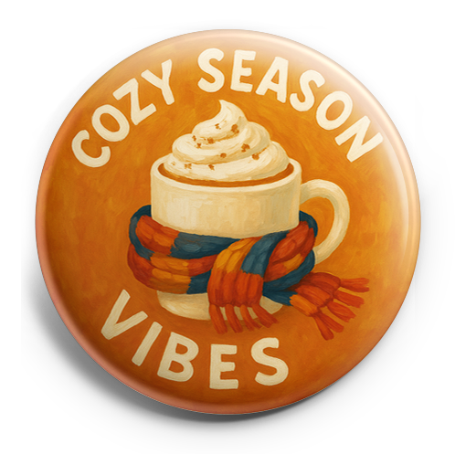 Custom Design – Pumpkin spice latte with scarf with text 'Cozy Season Vibes' - - Topperswap