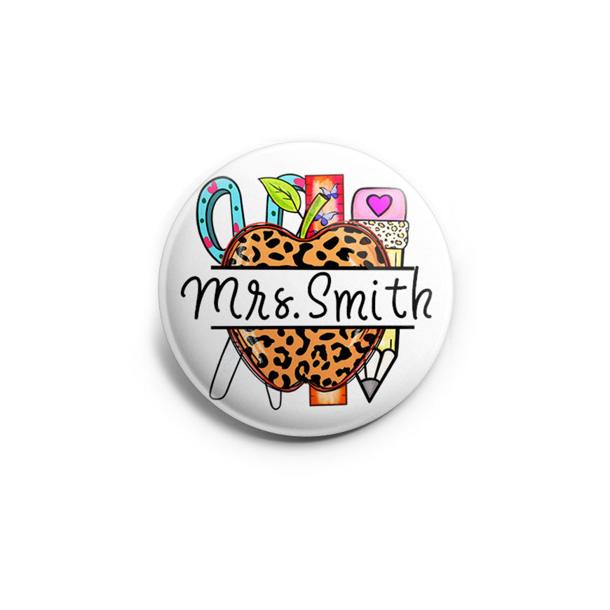 Cute Leopard Print Teacher Personalized Name Topper - Classic Shine - Topperswap