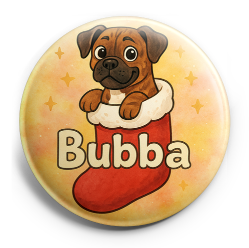 Custom Design – Bubba snuggled in a giant Christmas stocking - Topper
