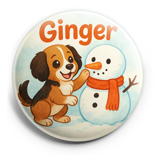 Custom Design – Ginger building a snowman with a carrot nose and scarf - Topper