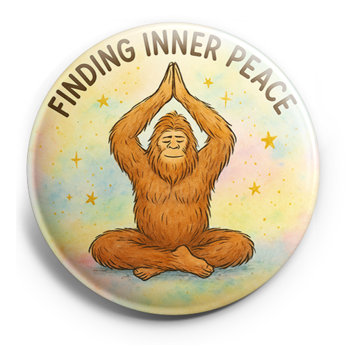 Custom Design – Bigfoot in a yoga pose with text 'Finding Inner Peace' - Topper
